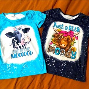 Girls cows shirts sz 9-10Y.